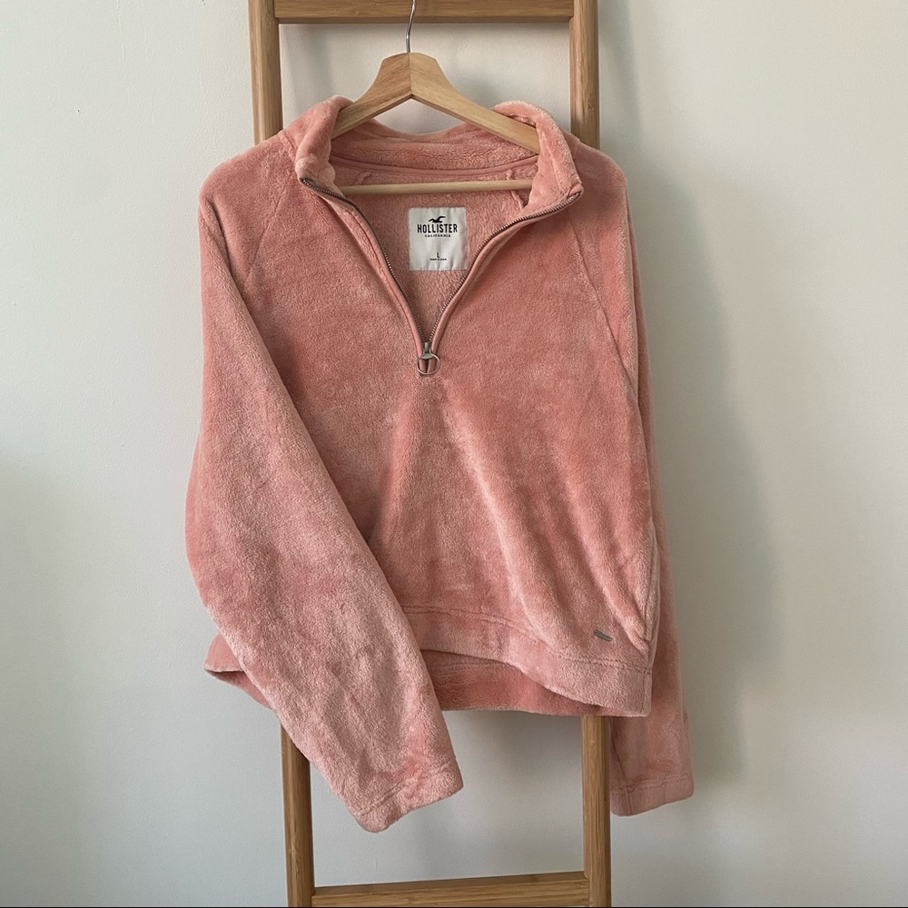 Extra Soft Pink Fuzzy Sweatshirt Hollister